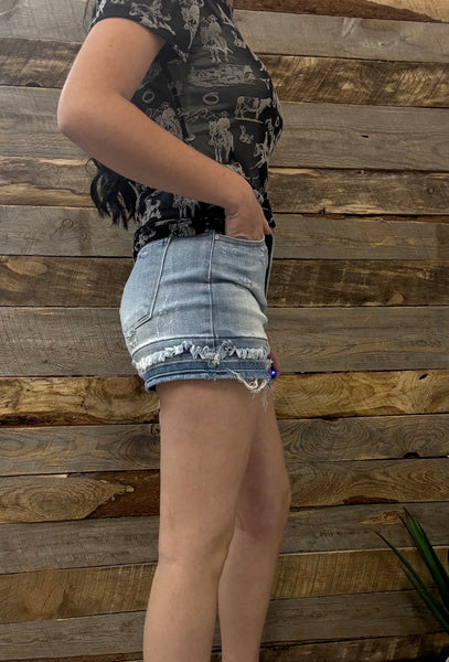 The Kaitlyn High Rise Light Jean Shorts