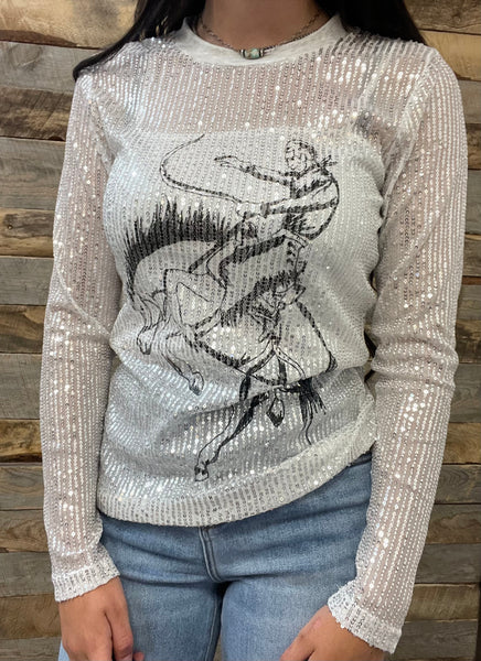 The Buckin' Bronc Sequin Top