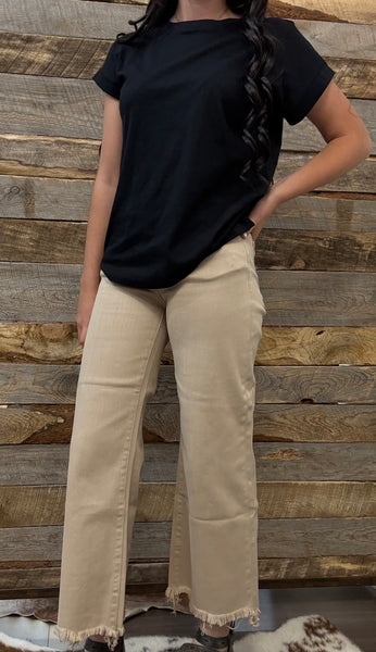 The Josey High Rise Wide Leg Crop Taupe Jean