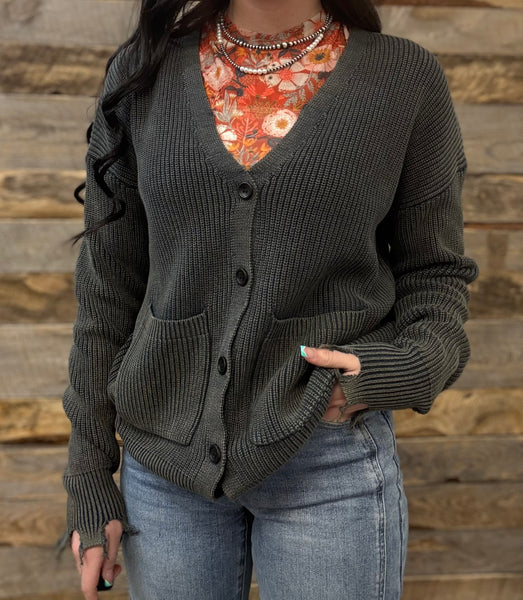 The Really Vintage Dark Grey Sweater Cardigan