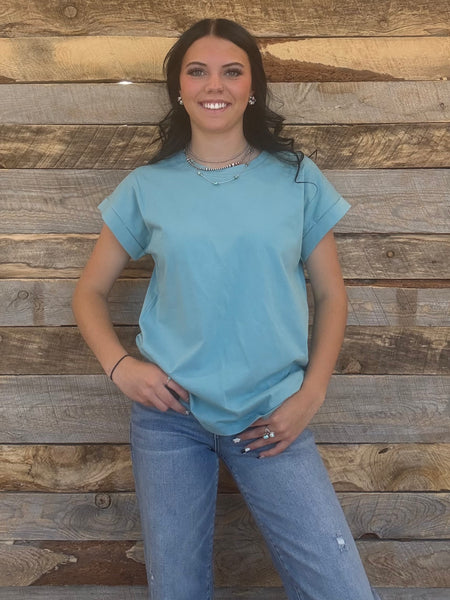 The Take It Basic Dusty Teal Top