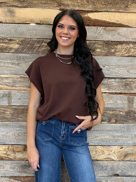 The Talk To Them Brown Sweater Tank Top