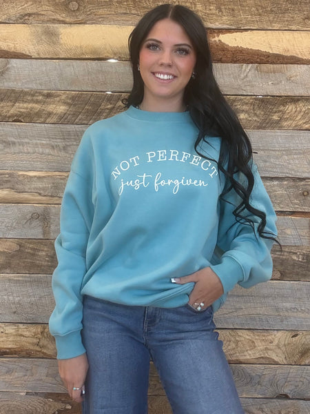 The Not Perfect Just Forgiven Steel Blue Sweatshirt