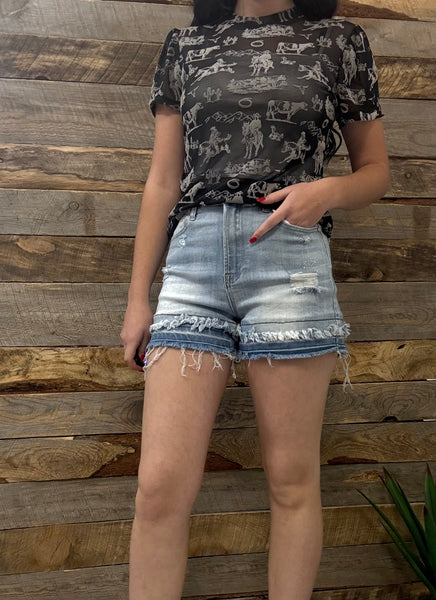 The Kaitlyn High Rise Light Jean Shorts