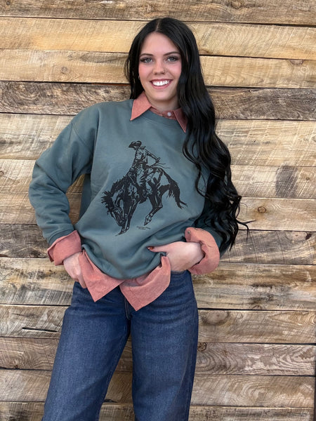 The Come Here Bronc Deep Basil Sweatshirt