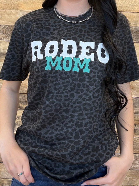 The Rodeo Mom Leopard Black Tee