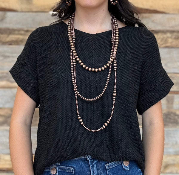 The Talk To It Black Sweater Cuff Top