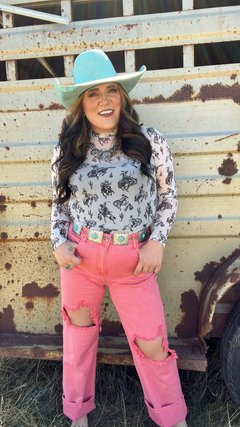 The Bucking Broncs Mesh Top