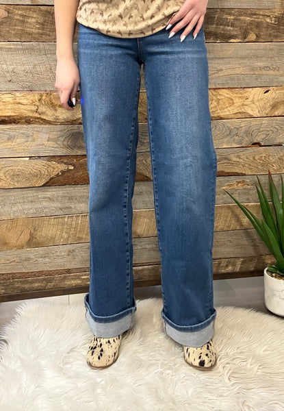 The Lisa Tummy Control High Rise Cuffed Wide Jeans