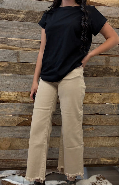The Josey High Rise Wide Leg Crop Taupe Jean