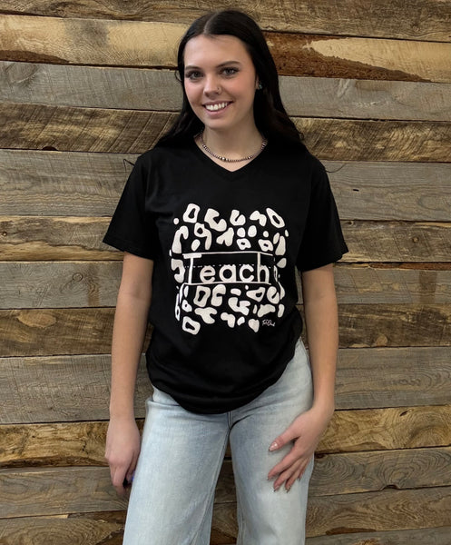 The Teacher Black V Neck Tee