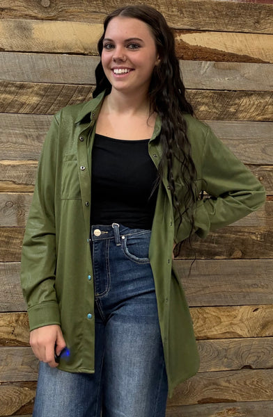 The Leather Days Green Top Cardigan