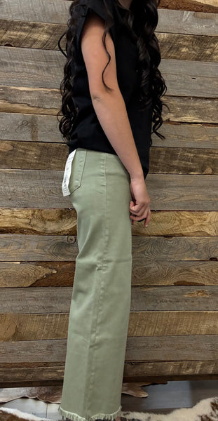 The Josey High Rise Wide Leg Crop Sage Jeans