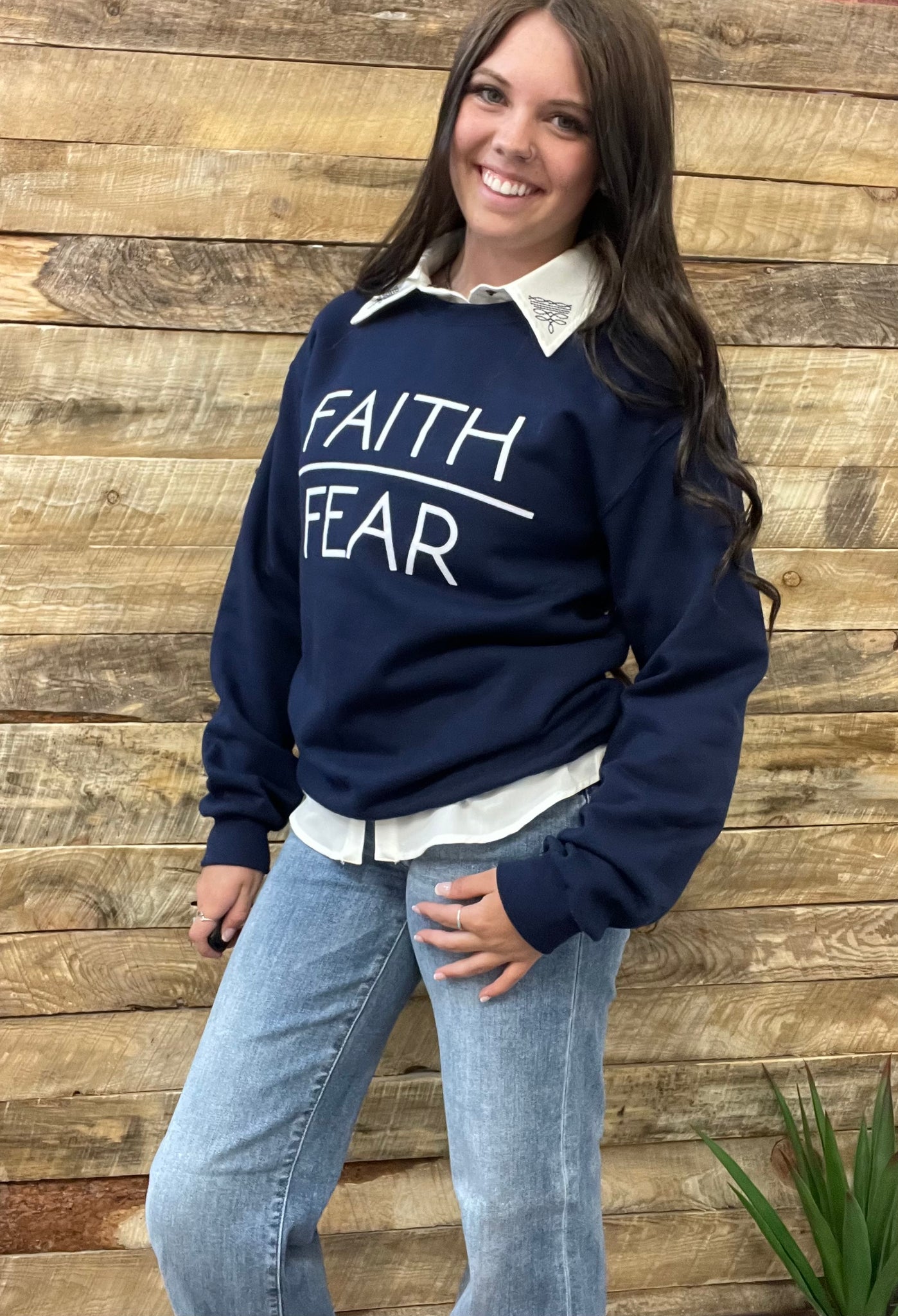 The Faith Over Fear Navy Sweatshirt