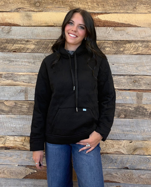 The Quilted Drawstring Front Pocket Hoodie Sweatshirt