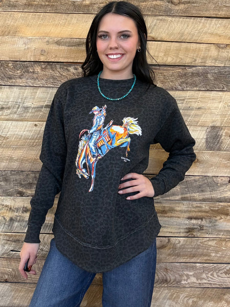 The CrissCross Chaos Bronc Leopard Sweatshirt
