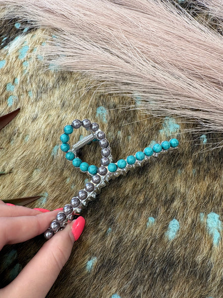 The Silver and Turquoise Mix Claw Clip