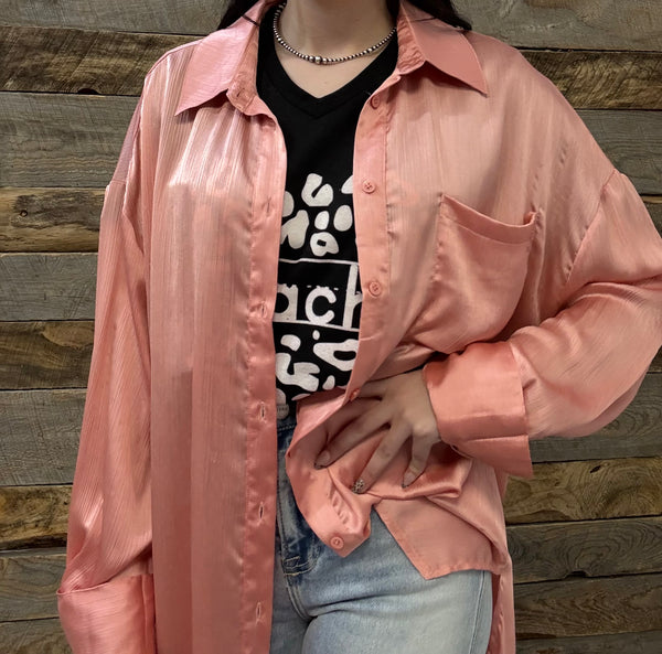 The Today Oversized Light Rose Top Cardigan