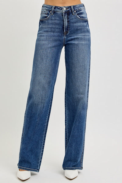 The Georgia High Rise Wide Leg Dark Jeans