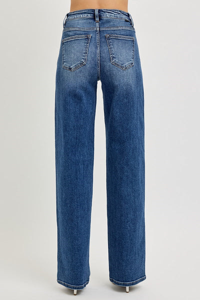 The Georgia High Rise Wide Leg Dark Jeans