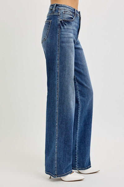 The Georgia High Rise Wide Leg Dark Jeans