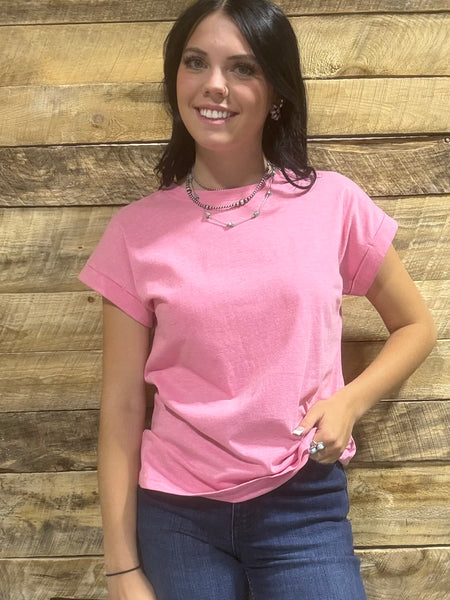 The Take It Basic Heathered Fuchsia Top