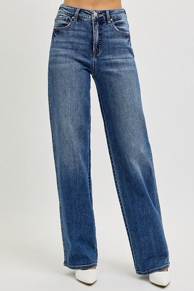 The Georgia High Rise Wide Leg Dark Jeans