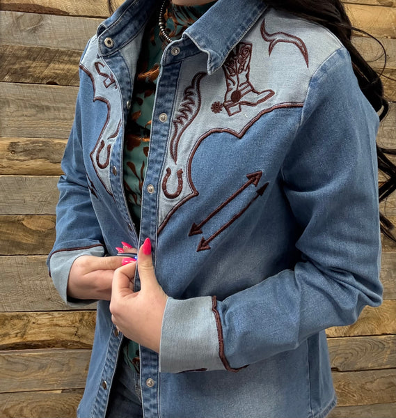 The Look Inside Denim Top Cardigan
