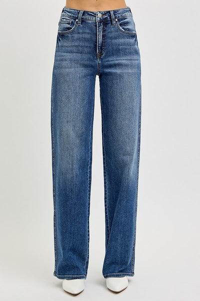 The Georgia High Rise Wide Leg Dark Jeans