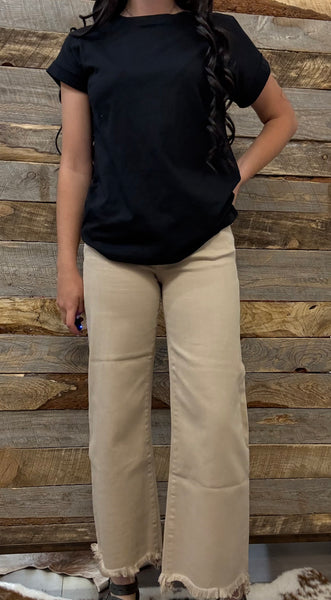 The Josey High Rise Wide Leg Crop Taupe Jean