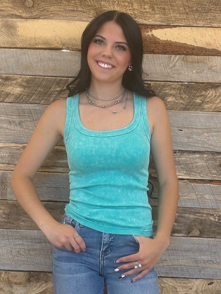 The Talk To Me Turquoise Tank Top