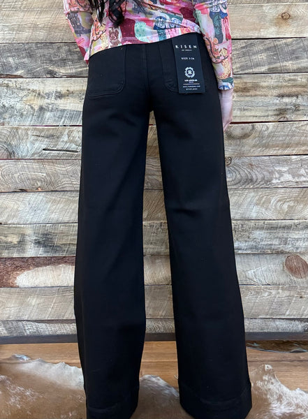 The Oaklyn Black High Rise Ankle Wide Jean