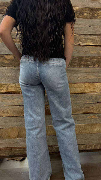 The Julie High Rise Wide Leg Light Jeans