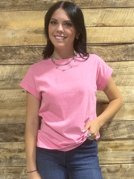 The Take It Basic Heathered Fuchsia Top