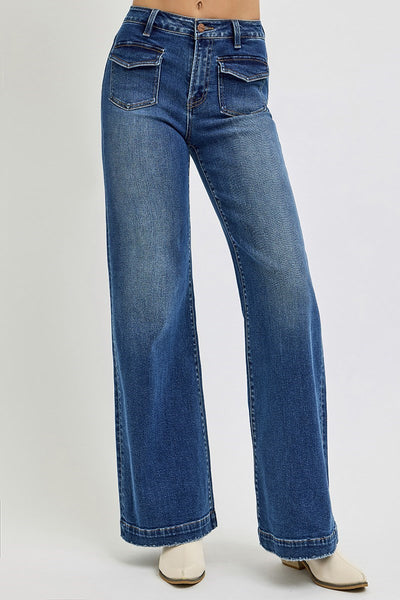 The Marcia High Rise Wide Leg Dark Jeans