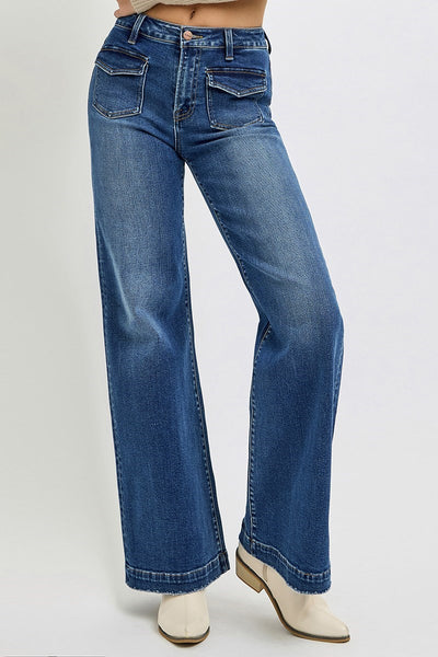 The Marcia High Rise Wide Leg Dark Jeans