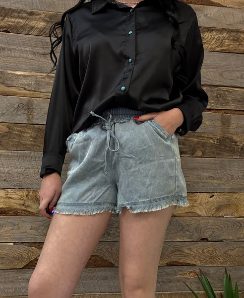 The Follow It Up Blue Grey Shorts