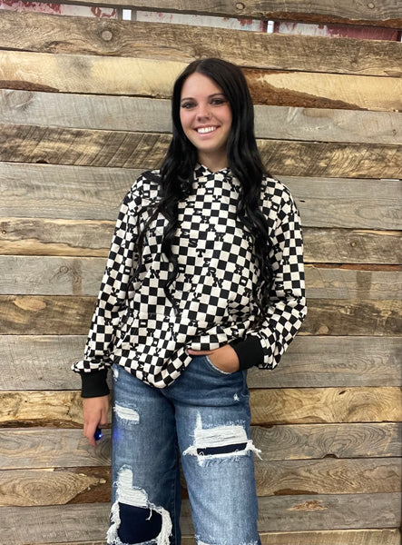 The Howdy Black and White Hooded Sweatshirt