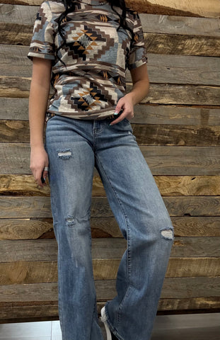 The Kayla High Rise Wide Leg Vintage Wash Jeans