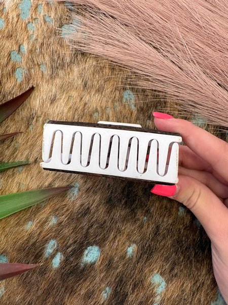 The Pink and Brown Leather Hair Clip