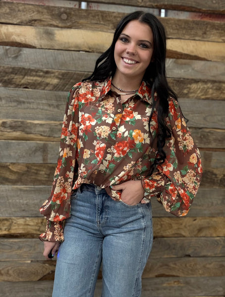 The Floral Mesh Blouse Top