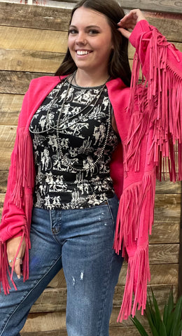 The Fringe and Pink Cardigan Jacket