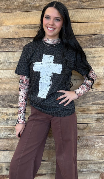 The Cross Leopard Black Tee