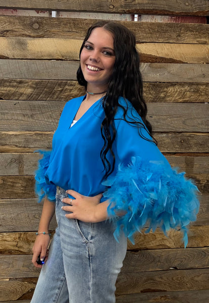 The Fun Feathers Blue Body Suit Top