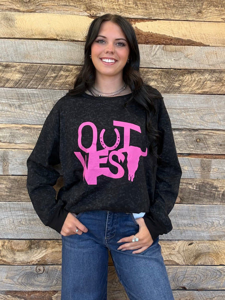 The Out West Acid Wash Black Top
