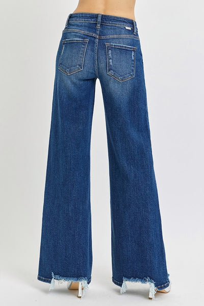 The Dana Mid Rise Extreme Wide Leg Dark Jeans