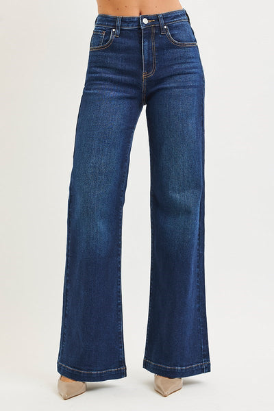 The Denise High Rise Dark Wide Leg Jeans