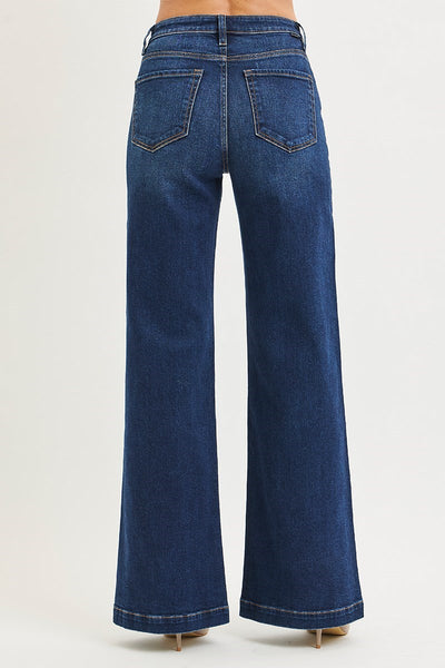 The Denise High Rise Dark Wide Leg Jeans
