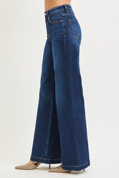The Denise High Rise Dark Wide Leg Jeans