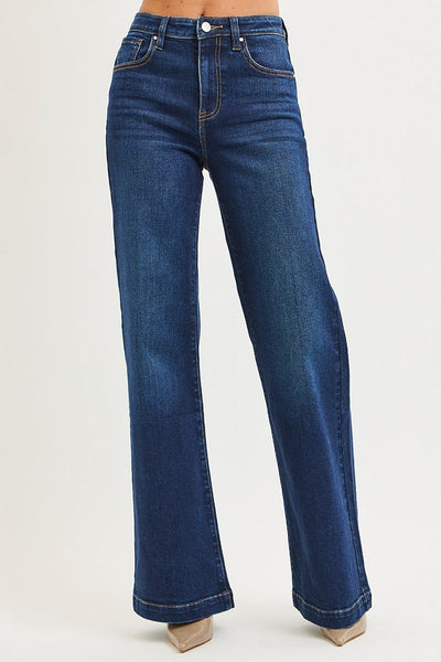 The Denise High Rise Dark Wide Leg Jeans